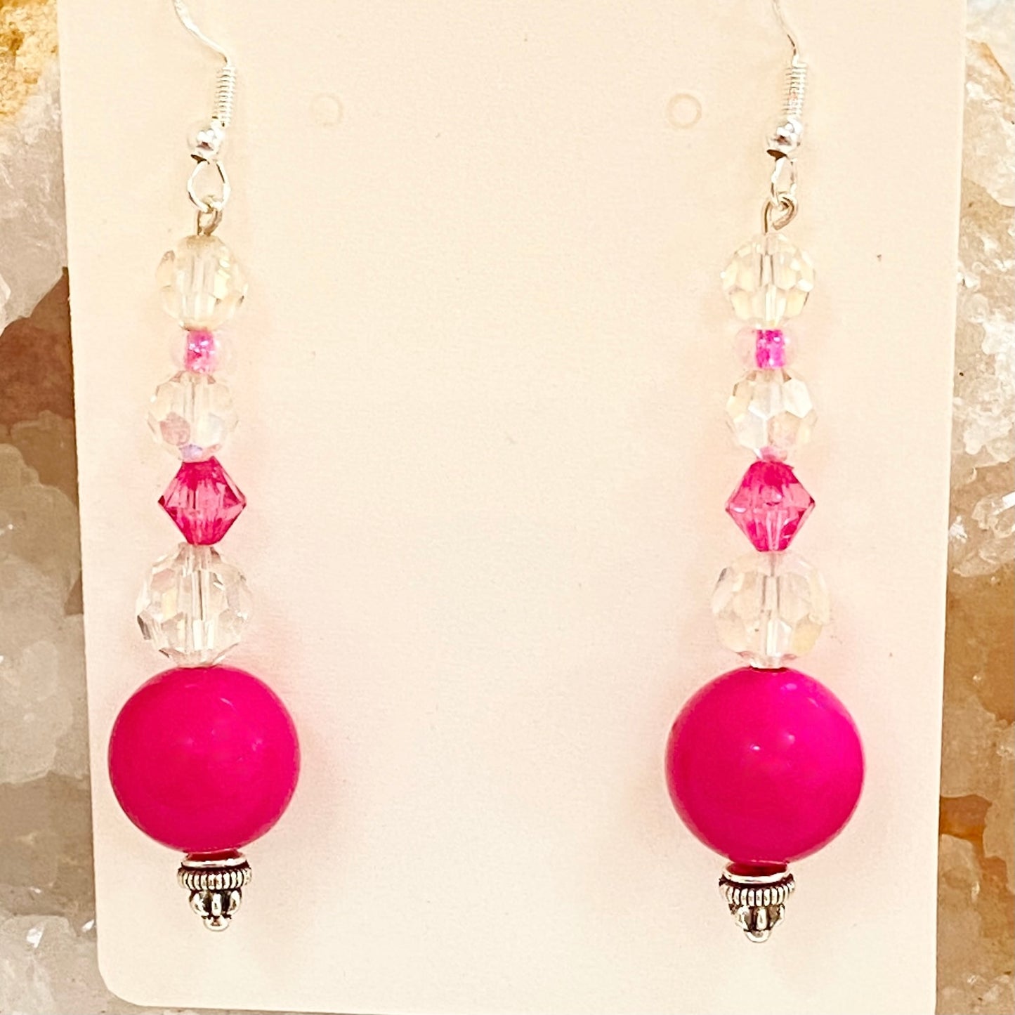 Pretty pinks and Crystal Earrings