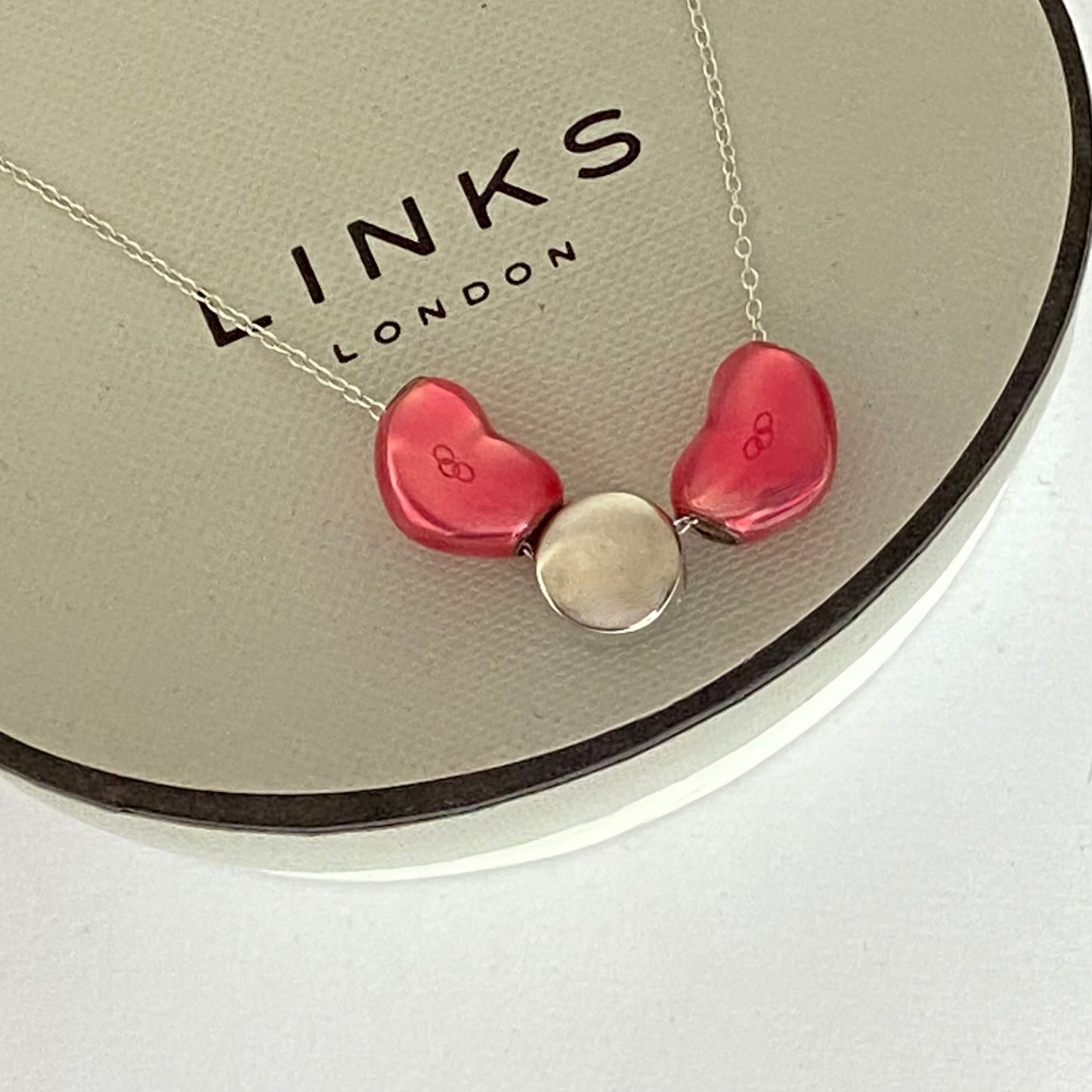 Links of London 2012 Olympics Necklace with Pink Enamel Hearts