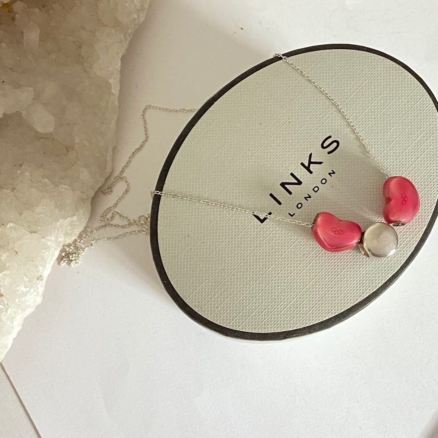 Links of London 2012 Olympics Necklace with Pink Enamel Hearts