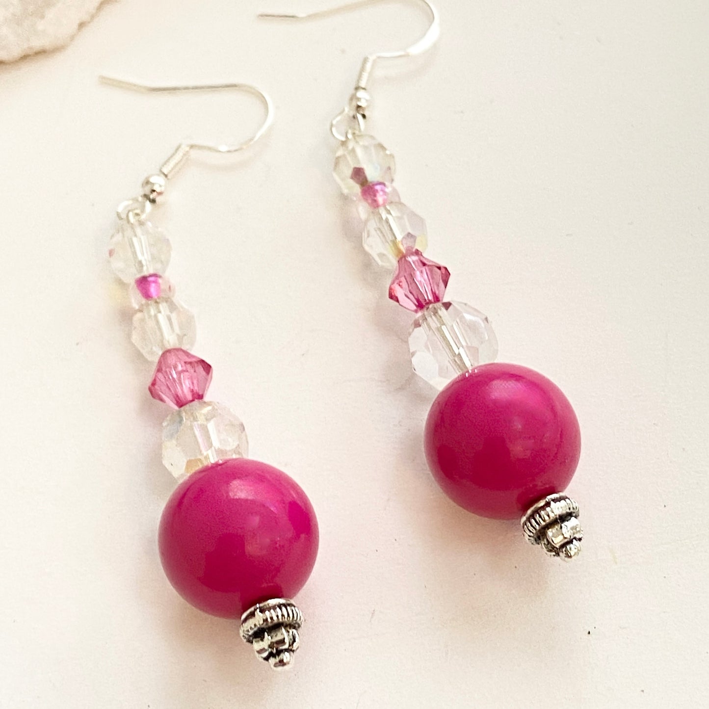Pretty pinks and Crystal Earrings