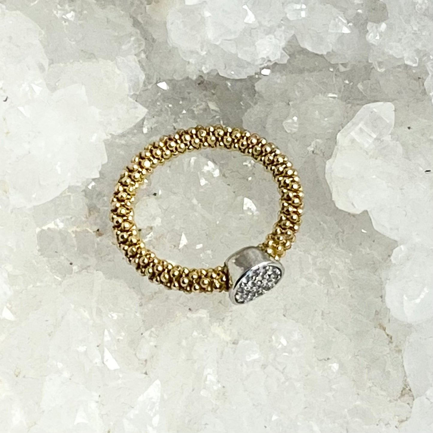 Links of London Sterling Silver Gold Vermeil Stardust Bead Mesh Ring
