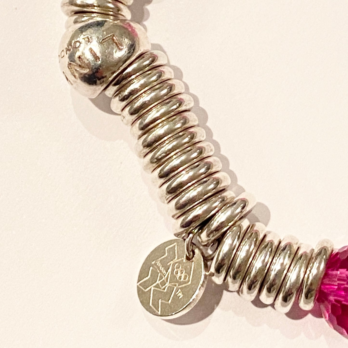 Links of London Deep Pink Rose Quartz 2012 Special Edition Sweetie Bracelet 17cm