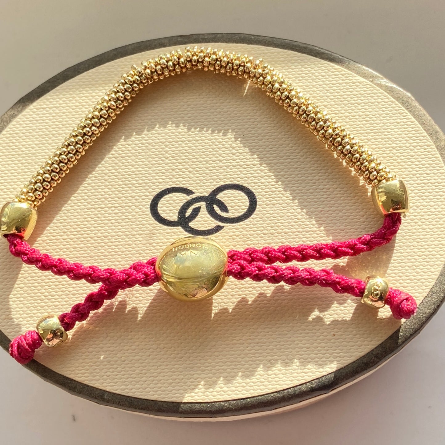 Gold and Red Woven adjustable Friendship Bracelet