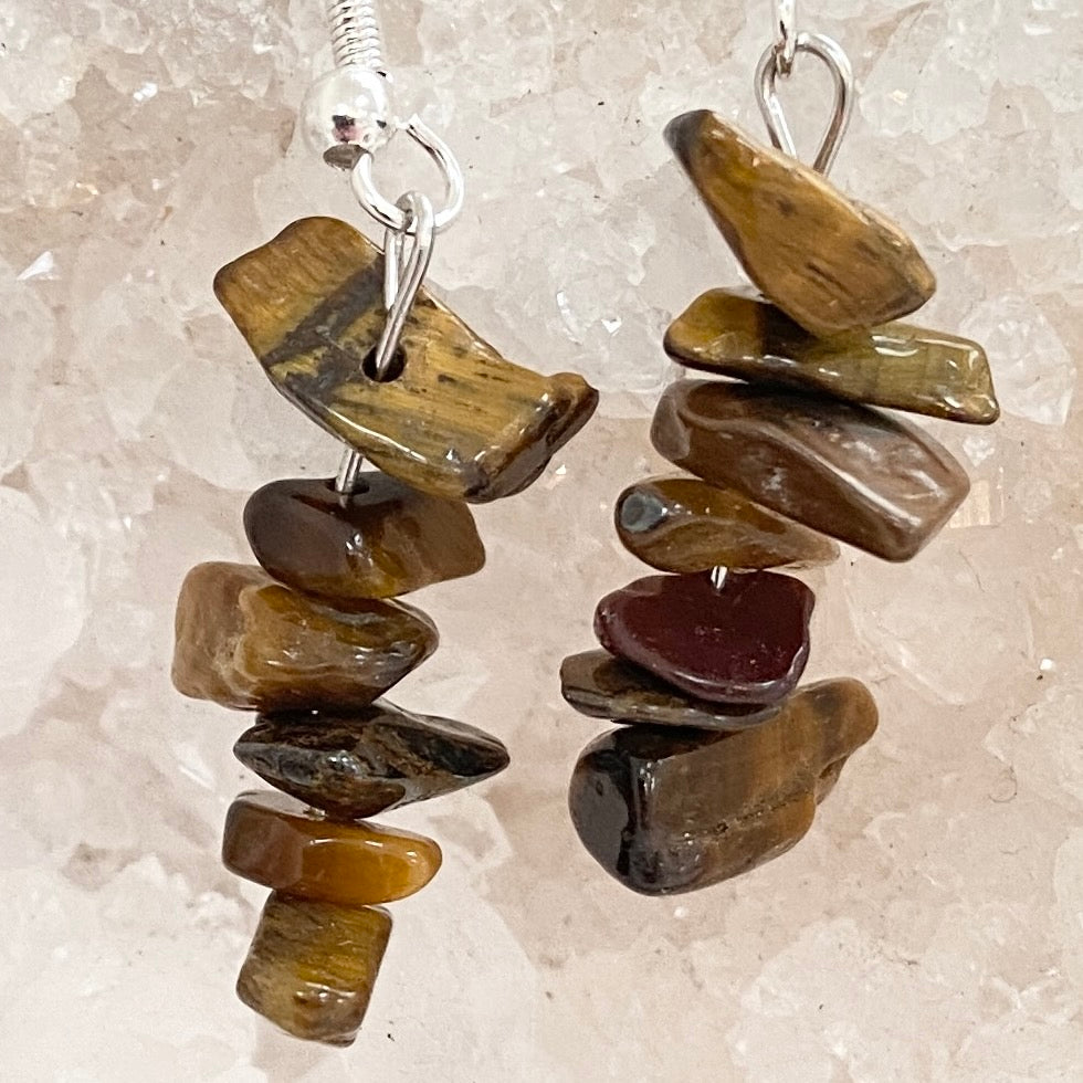 Tigers Eye Chip beaded Earrings