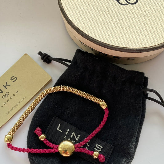 Gold and Red Woven Friendship Bracelet