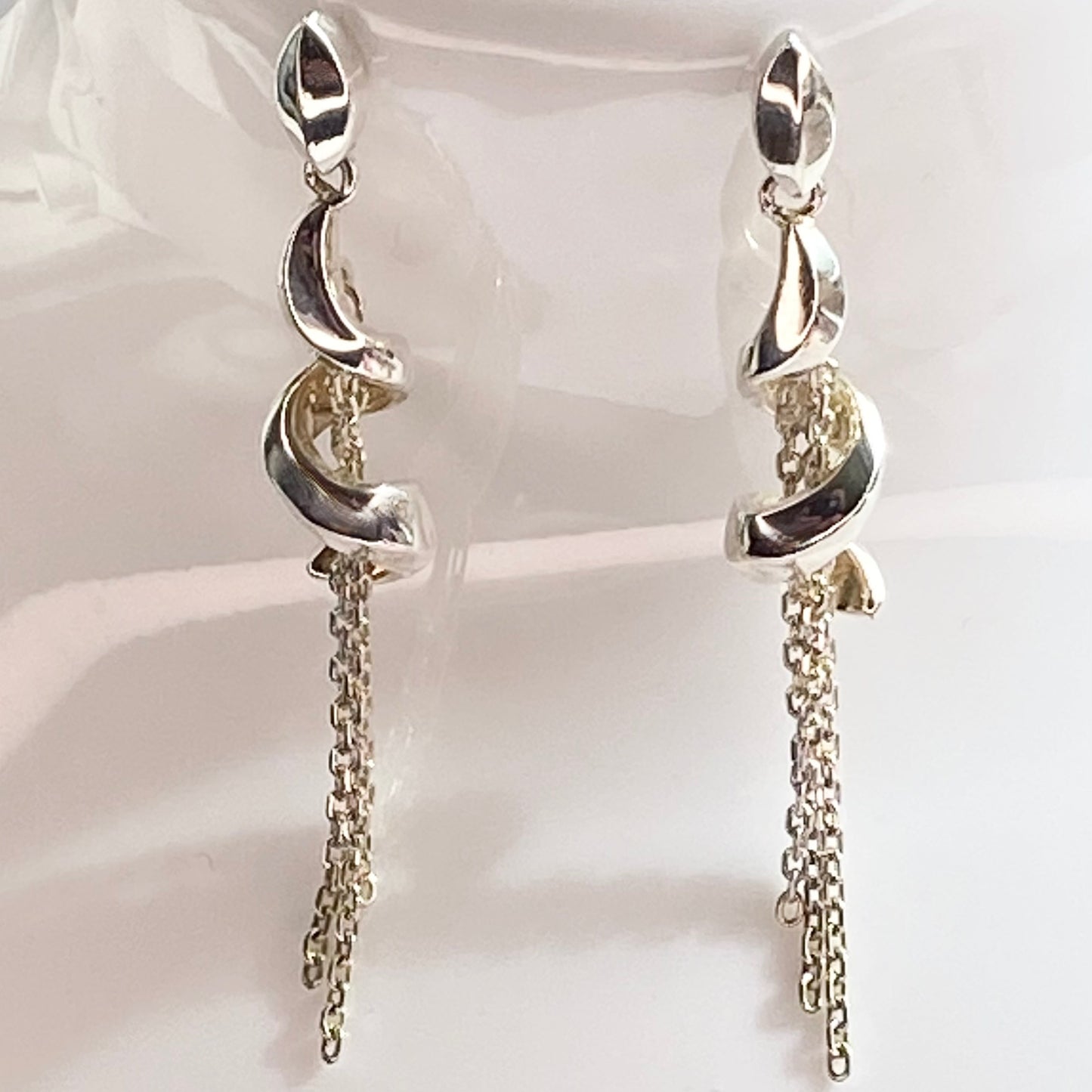 Spiral and Silver Chain Links of London Earrings New