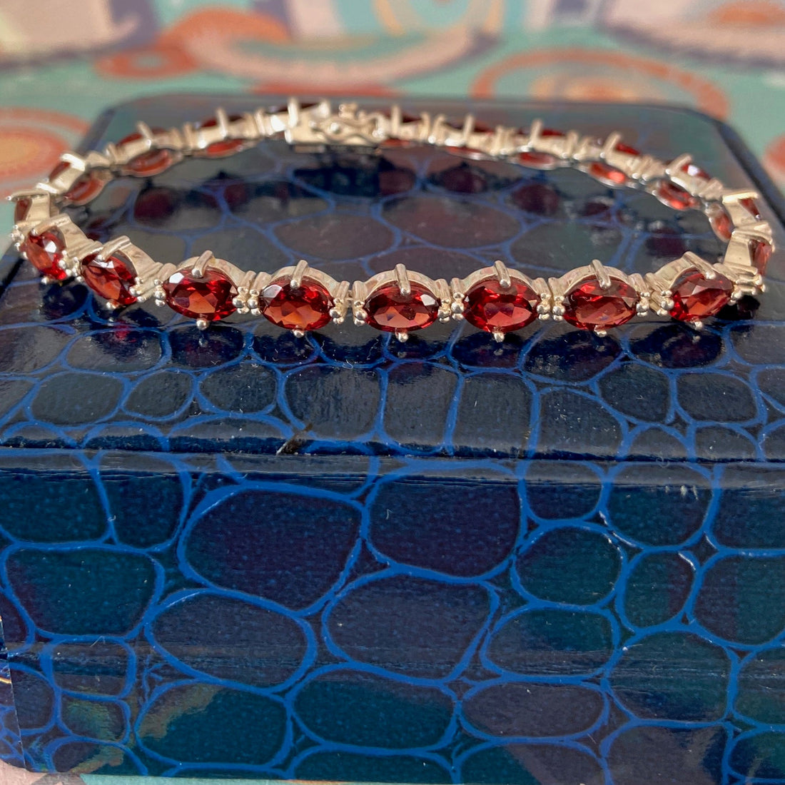 Sterling Silver Garnet Tennis Bracelet