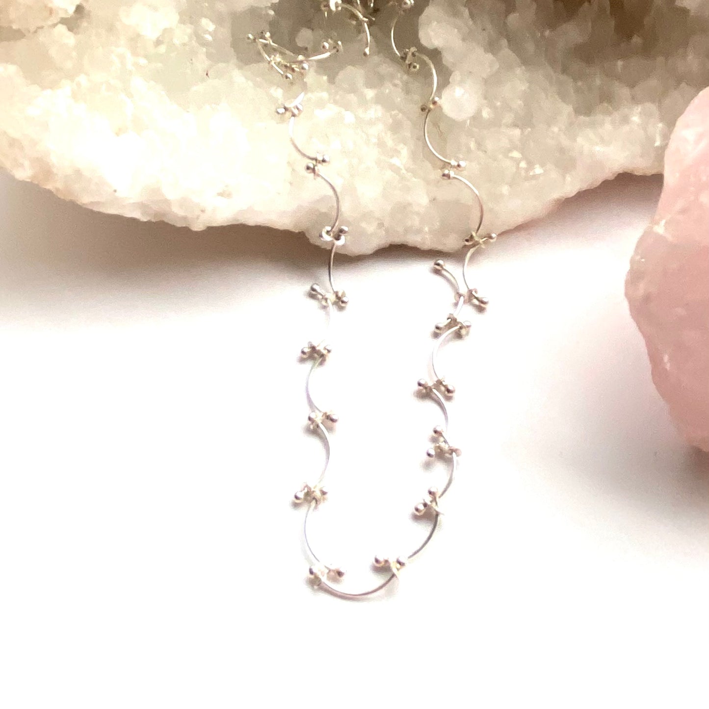 Sterling Silver Modernist Ball Link Chain Choker, Stamped 925i