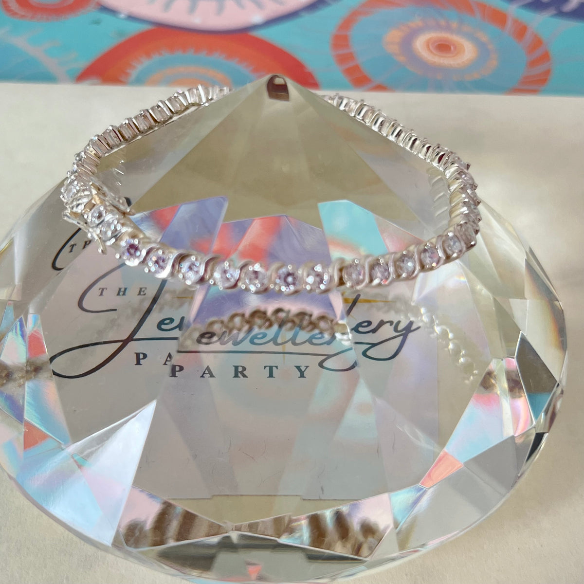 Sterling Silver Tennis Bracelet with Clear Crystal Cubic Zirconia Stones