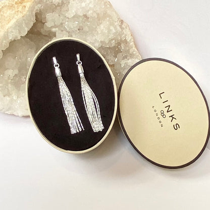 Links of London Sterling Silver Silk Row Earrings New