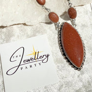 Coral Gold Stone Gemstone Necklace