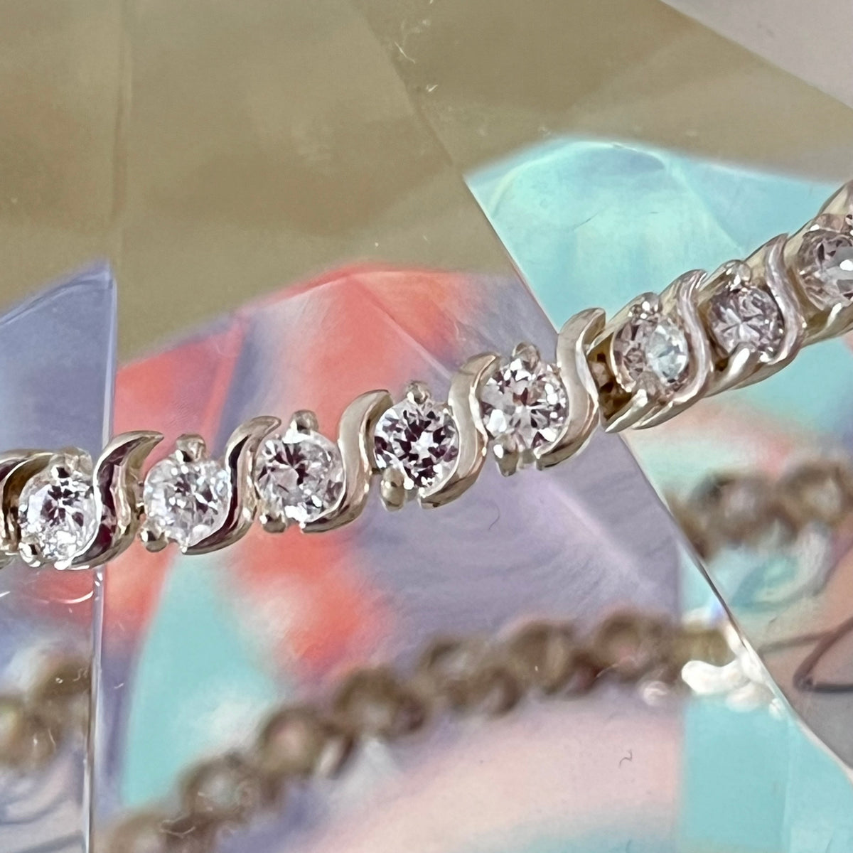 Sterling Silver Tennis Bracelet with Clear Crystal Cubic Zirconia Stones