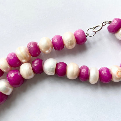 Vintage 925 Glass and Cultivated Pearl Necklace