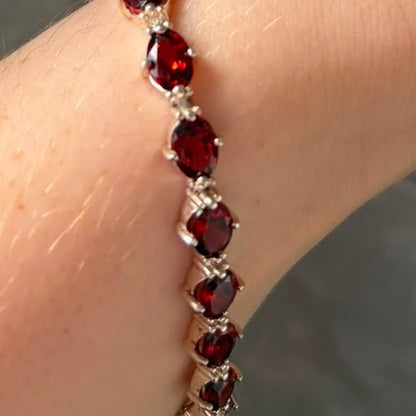 QVC Garnet Gemstone  Sterling Silver Tennis bracelet