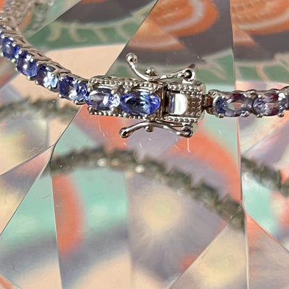 New! Natural Tanzanite Tennis Bracelet crafted from 925 Sterling Silver