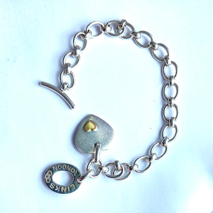 Larger Link Chain Pre Loved Links of London Bracelet, T Bar Clasp with Heart Charm