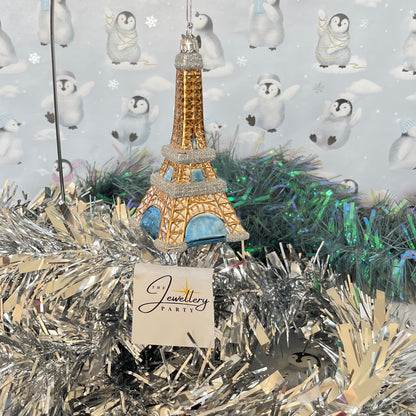Kurt Adler Noble Gems glass Eiffel Tower Christmas ornament