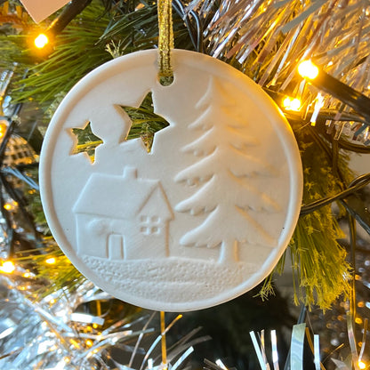 Ceramic Disk  Festive, Christmas Ornament
