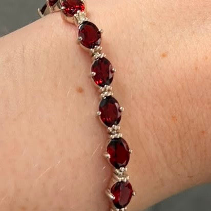 QVC Garnet Gemstone  Sterling Silver Tennis bracelet