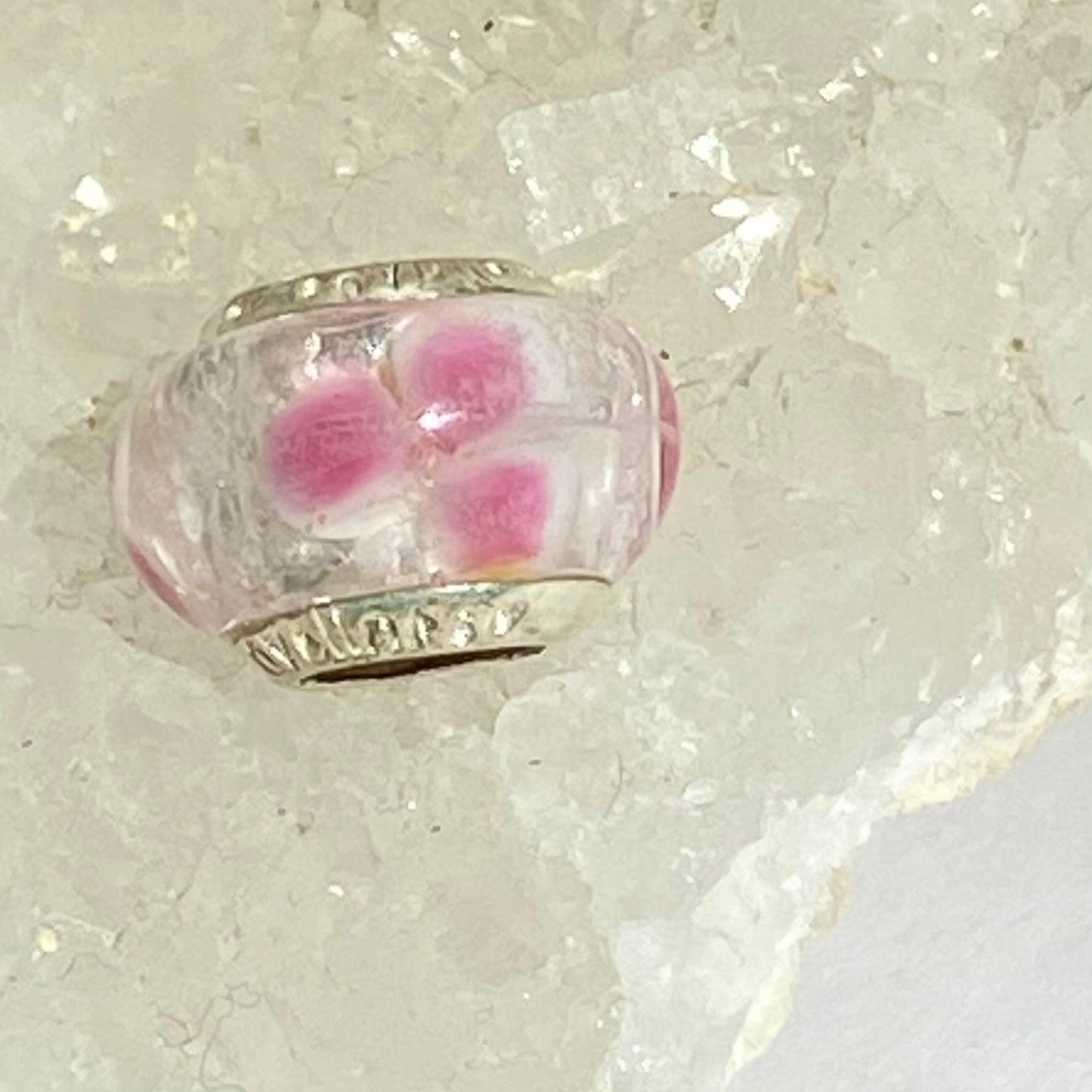 Pink and White Love Links Bead Branded Charm