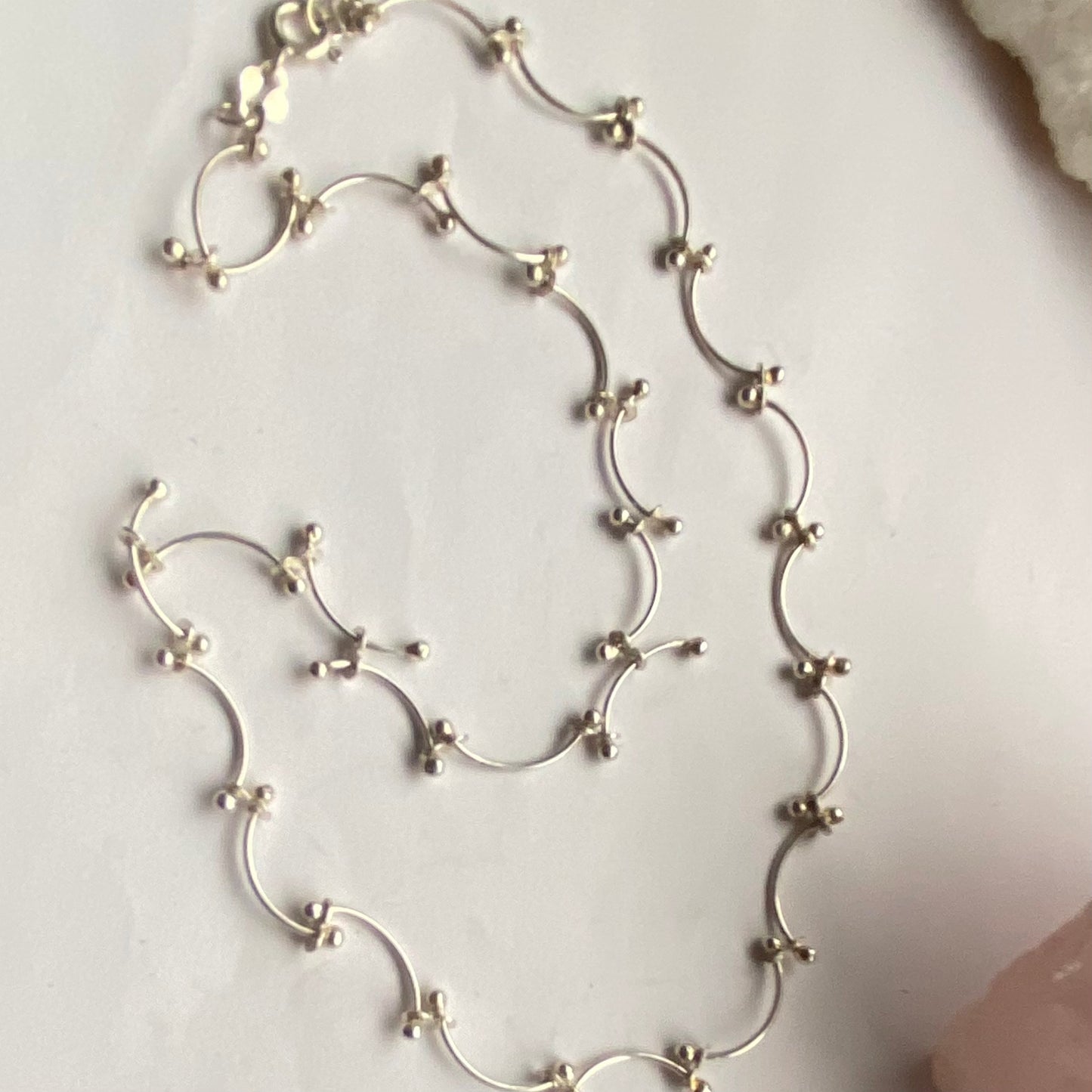 Sterling Silver Modernist Ball Link Chain Choker, Stamped 925i