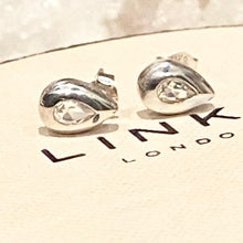 Load image into Gallery viewer, Links of London Sterling Silver Tear Drop Earrings with clear Topaz Stone
