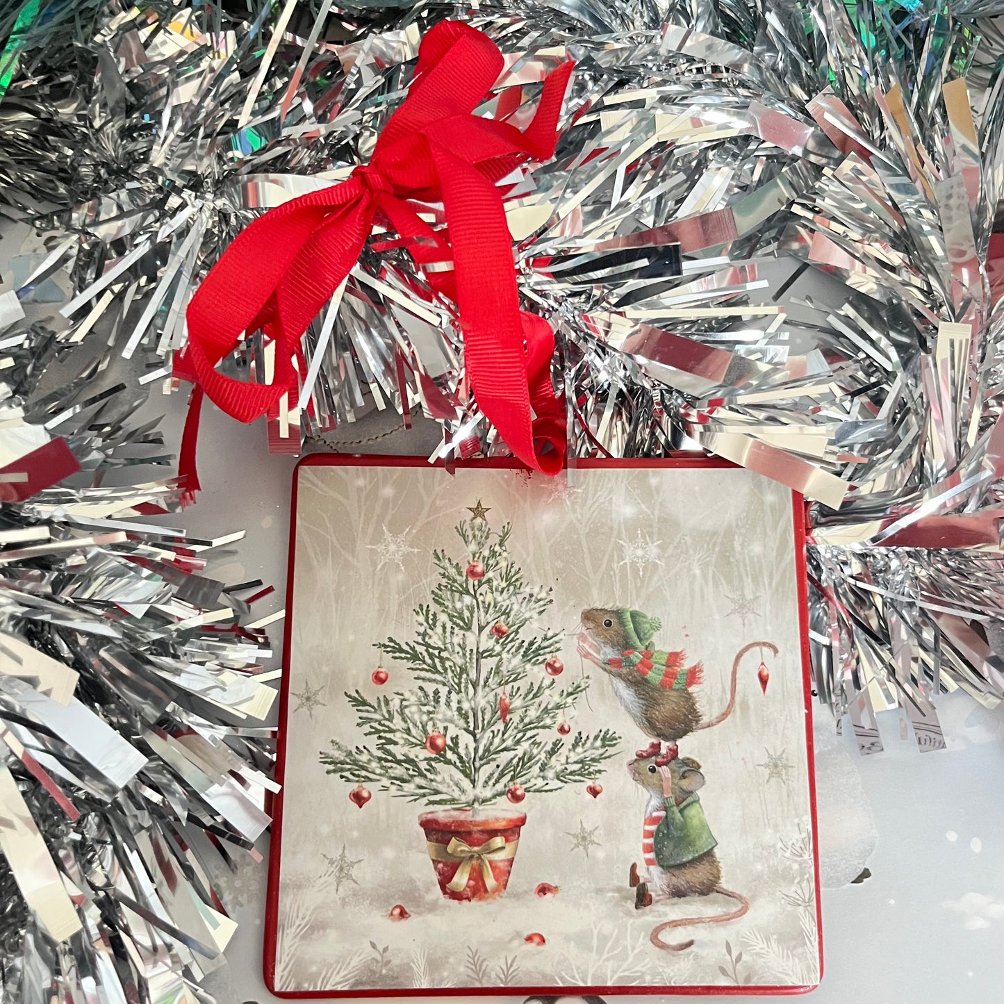 Christmas Tree Decoration featuring an illustration called "Merry Christmas"