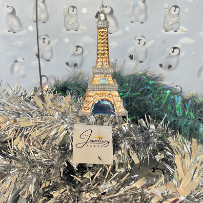 Kurt Adler Noble Gems glass Eiffel Tower Christmas ornament