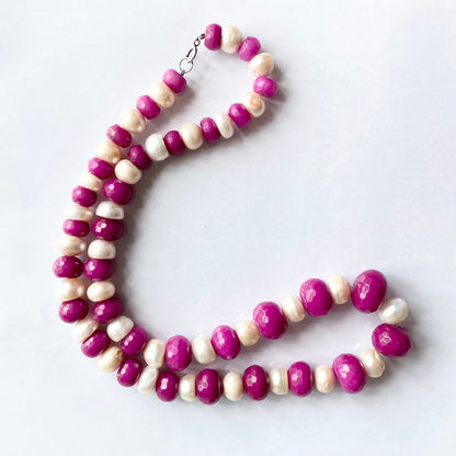 Vintage 925 Glass and Cultivated Pearl Necklace