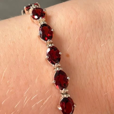 QVC Garnet Gemstone  Sterling Silver Tennis bracelet