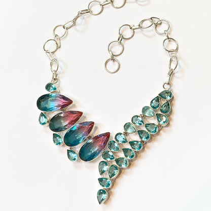 Crystal Drop Faceted Tourmaline Gemstone Necklace