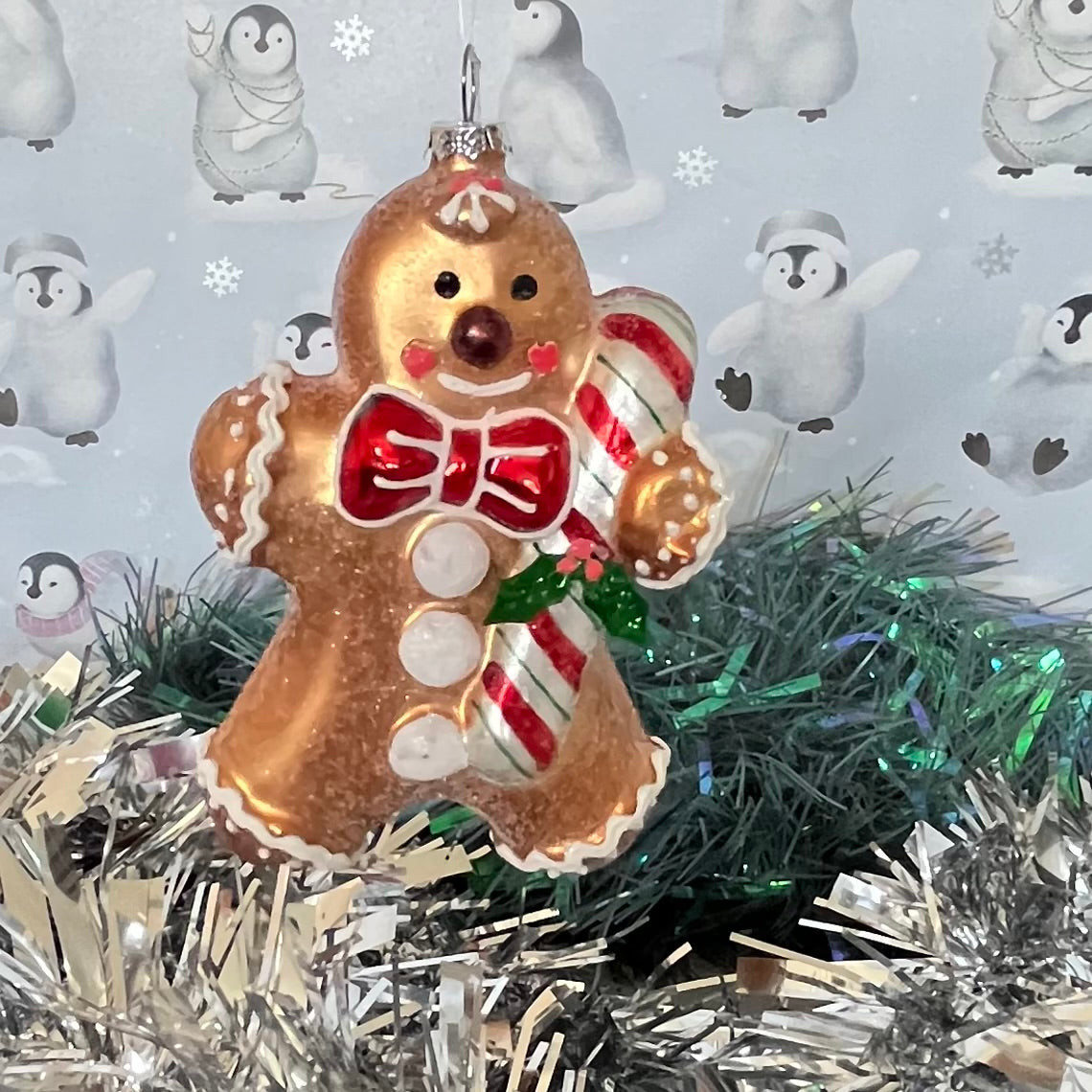Gold-finish Boltze Lebkuchenmann glass gingerbread Glass ornament