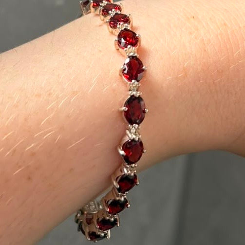 QVC Garnet Gemstone  Sterling Silver Tennis bracelet