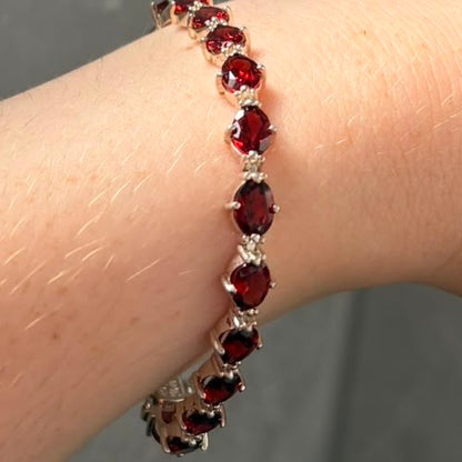 QVC Garnet Gemstone  Sterling Silver Tennis bracelet