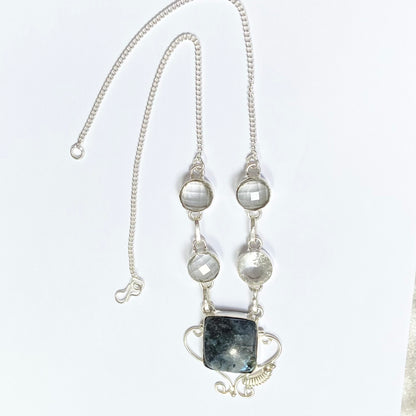 Mystic Merlinite  and Clear Topaz Gemstone Necklace