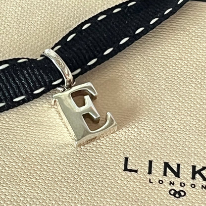 Links of London Sterling Silver Capital Letter E Charm New in the original packaging.