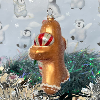 Gold-finish Boltze Lebkuchenmann glass gingerbread Glass ornament