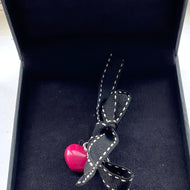 Hot Pink Enamelled Sterling Silver Links of London Heart Charm New Perfect Condition