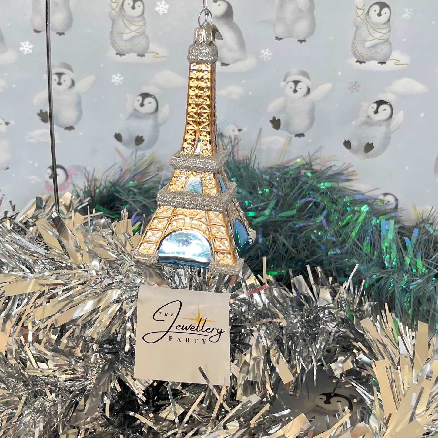 Kurt Adler Noble Gems glass Eiffel Tower Christmas ornament