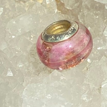 Pink and White Love Links Bead Branded Charm