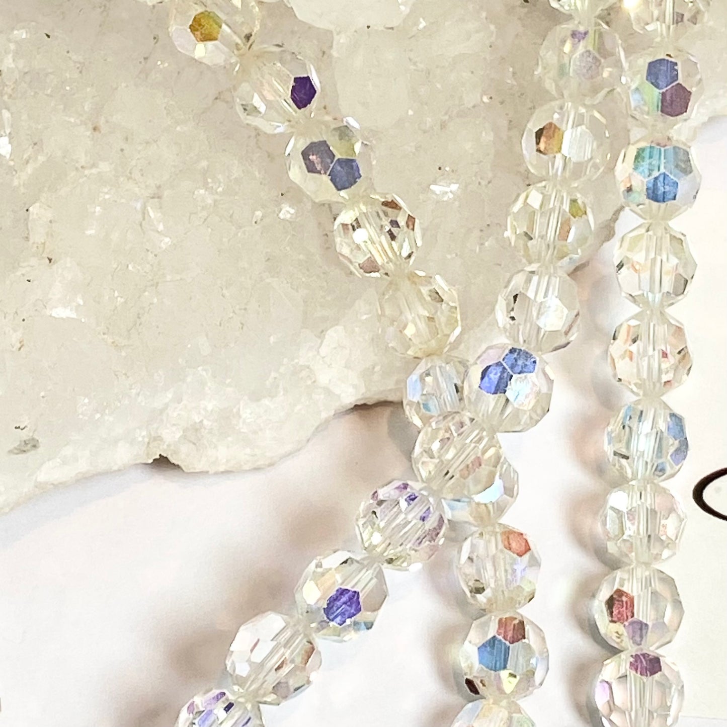 Absolutely Stunning two strand Rainbow and Iridescent Necklace with crystal stone clasp