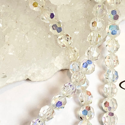 Absolutely Stunning two strand Rainbow and Iridescent Necklace with crystal stone clasp