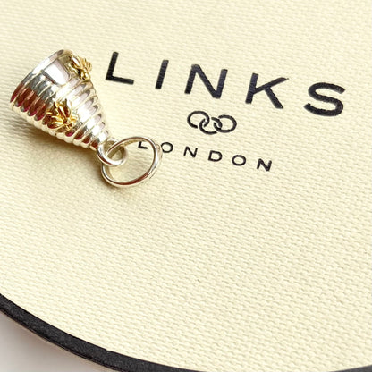 Links of London Bee Hive Charm with Gold Bees and inscribed Bee Happy
