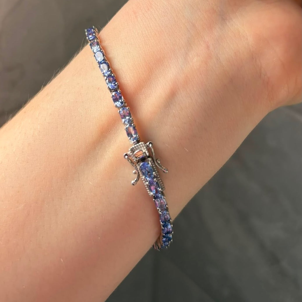 New! Natural Tanzanite Tennis Bracelet crafted from 925 Sterling Silver