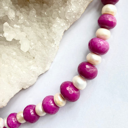 Vintage 925 Glass and Cultivated Pearl Necklace