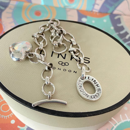 Links of London T-Bar Bracelet with Puffed Heart Charm.
