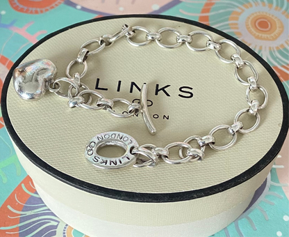 Links of London T-Bar Bracelet with Puffed Heart Charm.