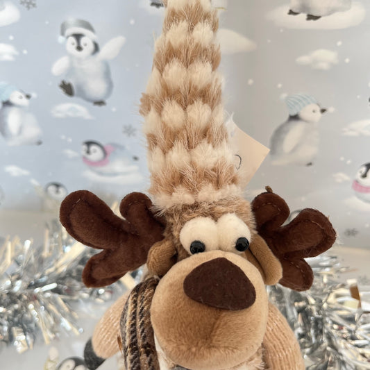 Brown festive plush reindeer Christmas decoration