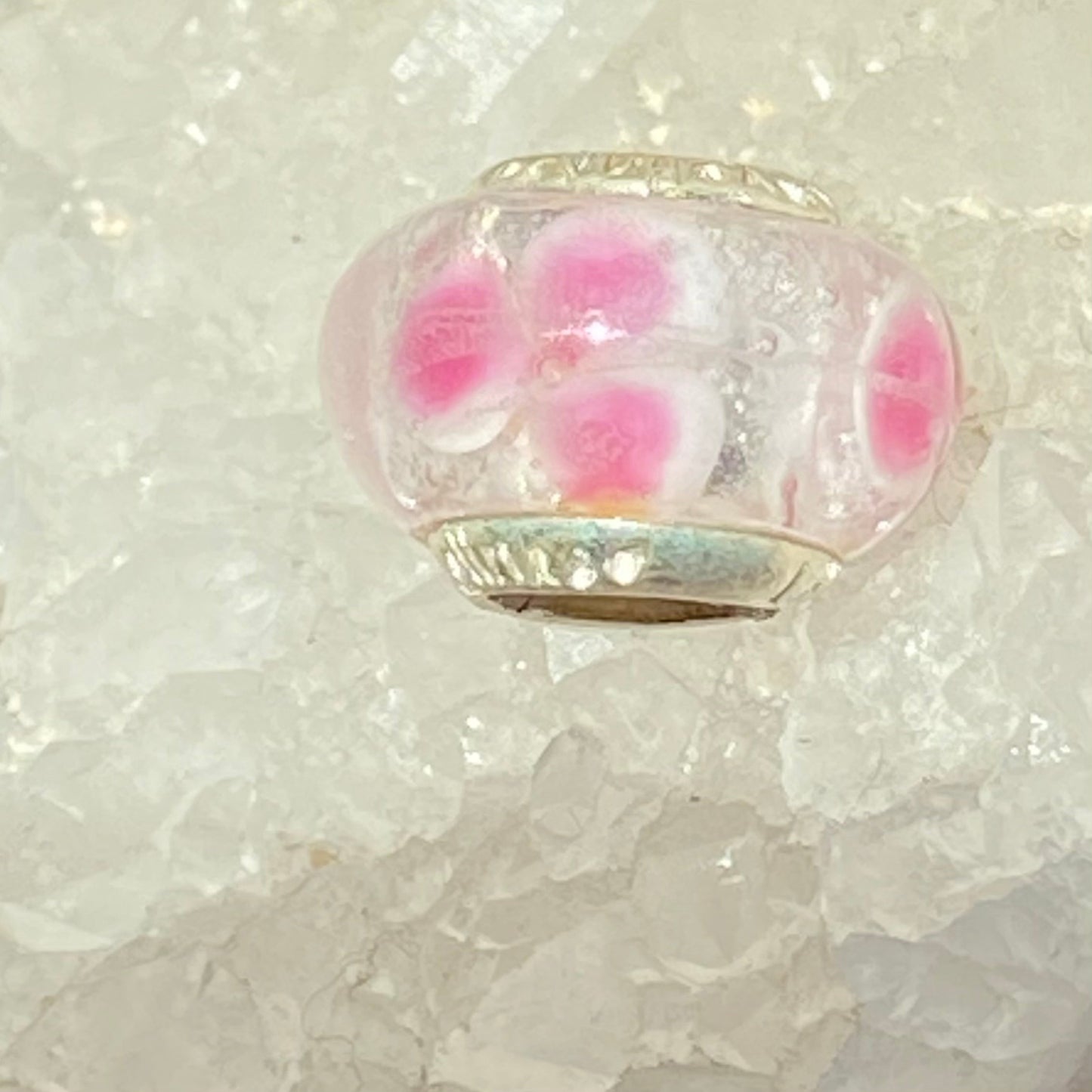 Pink and White Love Links Bead Branded Charm
