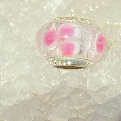 Pink and White Love Links Bead Branded Charm